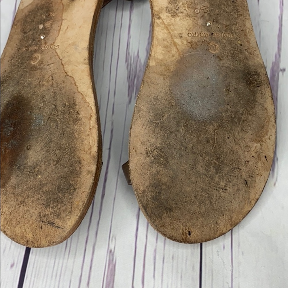 Corso Como 7.5 Brown Leather Toe Wrap Flat Sandal - Picture 8 of 9